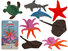  "Growing sea animals figures: turtle, shark, starfish, octopus, crab in assorted colors, expandable toy set"