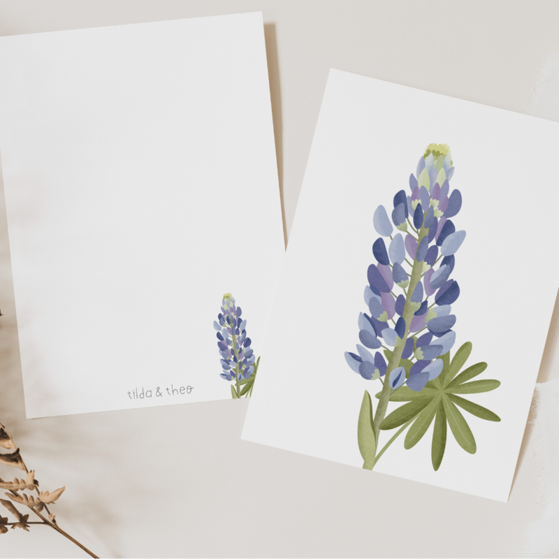 Postkarte Blume Lupinen - Botanische Grußkarte Lupinen Island - Iceland Lupines Flower Card