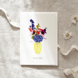 Wenskaart · Bedankt | Gele vaas