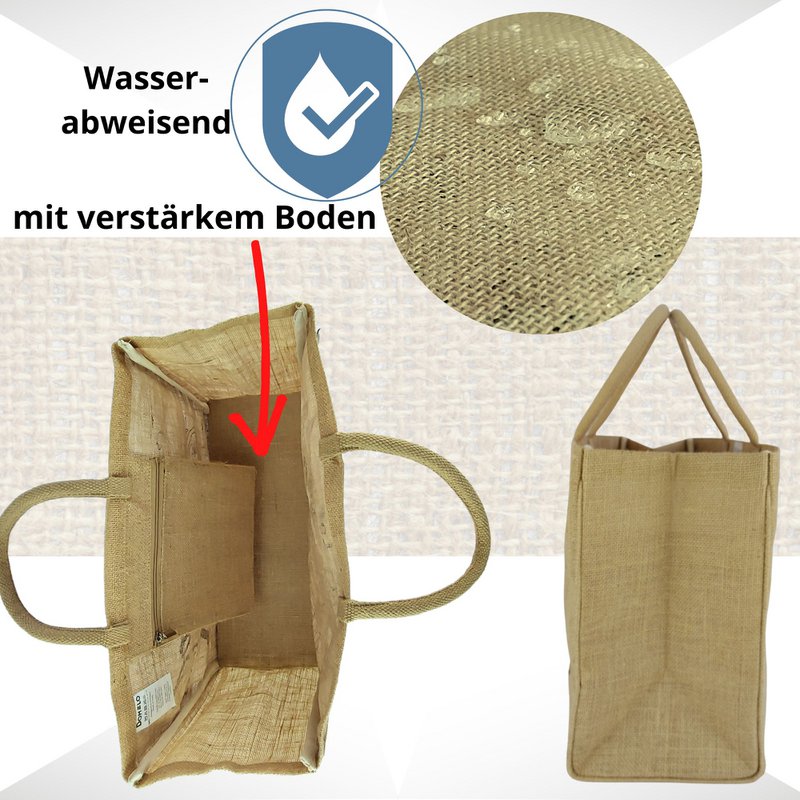 Domelo jute bag shopping bag. Jute shopper bag. Large water-repellent shopping basket/beach bag. Bathing bag XXL/shopping bag gifts for women.