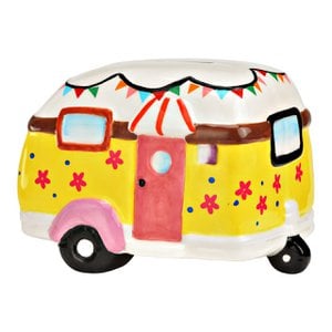 Spardose Campinganhänger aus Keramik bunt (B/H/T) 15x11x10cm