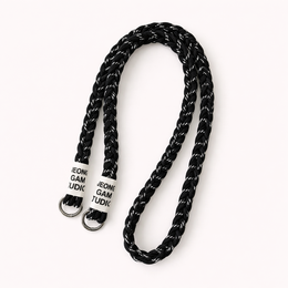 Long braided phone cord lanyard, multicolor woven textile strap, dual attachment clips, available pink purple white black