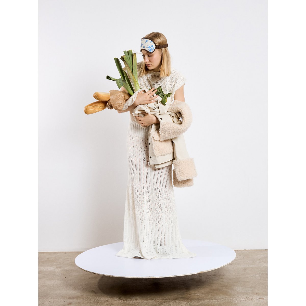 Sappy White Knit Maxi Kjole