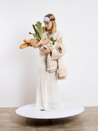 Sappy White Knit Maxi Kjole