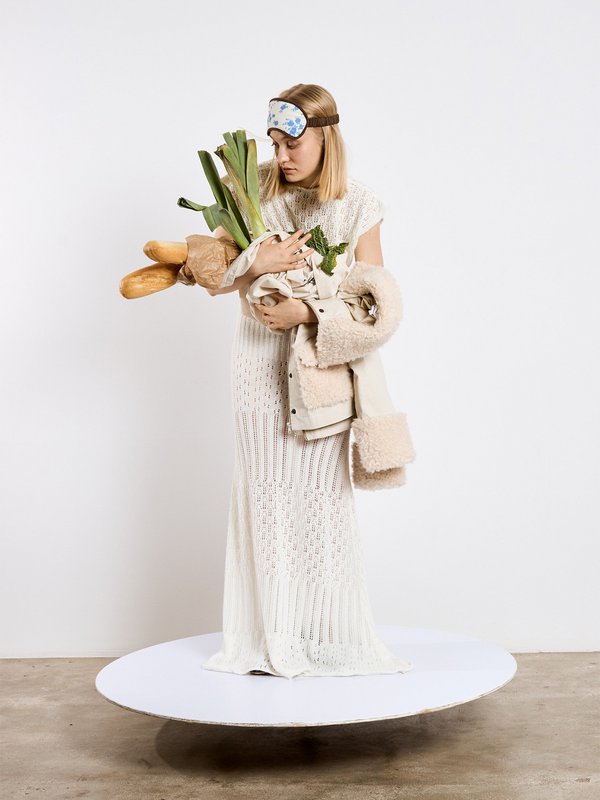 Sappy White Knit Maxi Kjole
