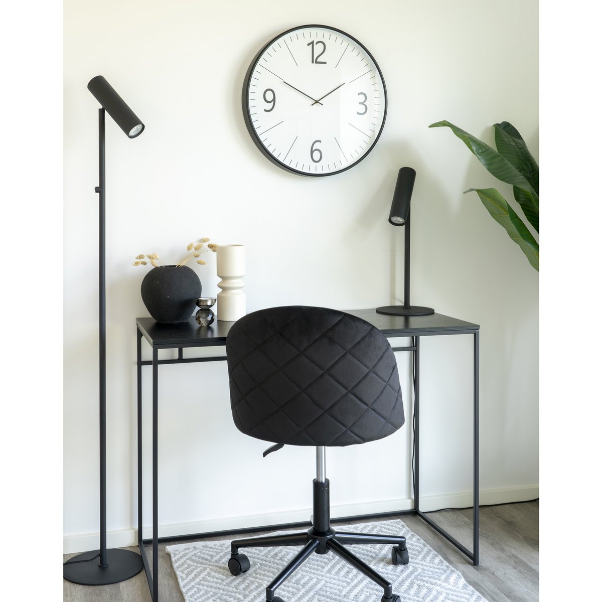 Biel Wall Clock - Black/White, Glass/Plastic, Ø51 cm