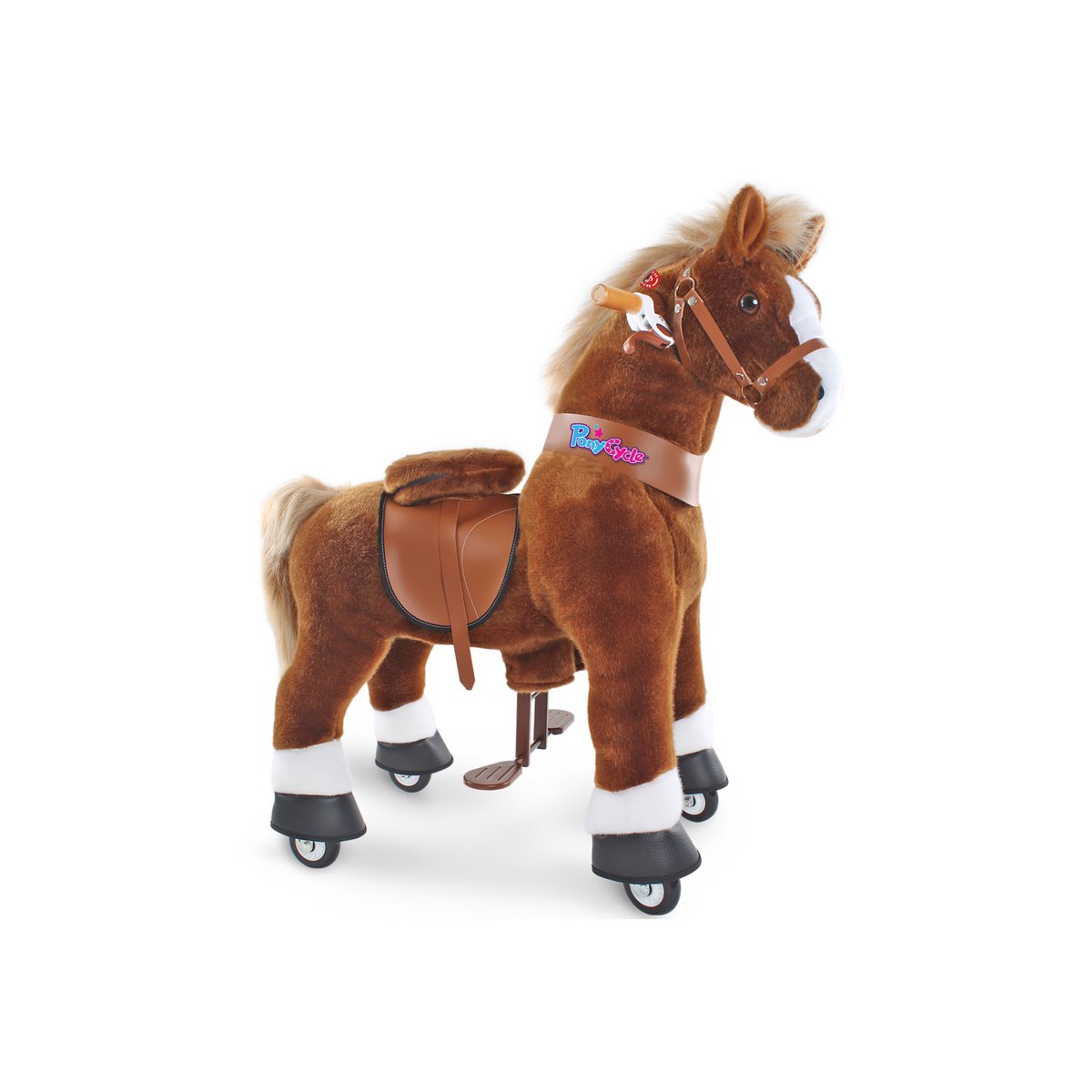 Kucyklik jazda na Toy Brown Horse | Wiek 4-7 | Pluszowa zabawka na jeździeckie zwierzęta | Klasyczne najlepsze prezenty