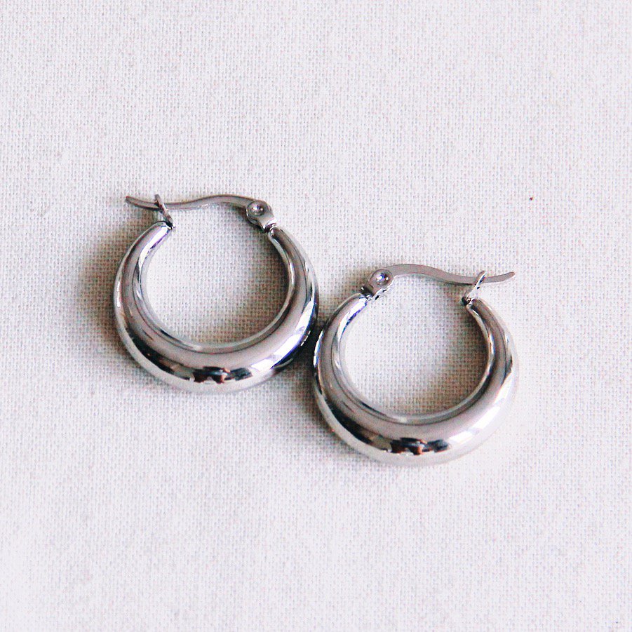 Hoop ze stali nierdzewnej 19 mm „szeroki” - srebrny