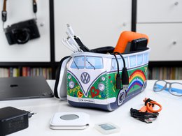 Volkswagen VW T1 Bus 3D Borsa Universale in Neoprene, Grande - Love Bus/Verde