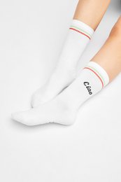 Chaussettes bio Ciao - chaussettes de tennis blanches avec lettrage et rayures