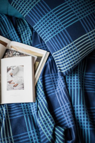 Ruth Blue Jacquard Throw – Soft Brushed Cotton