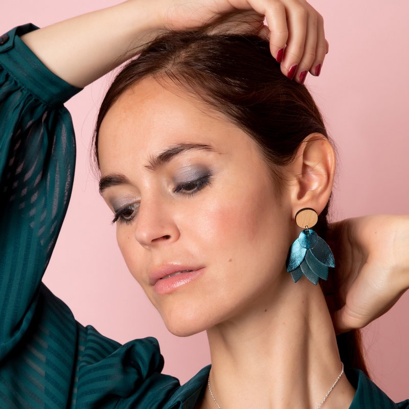 MANDALA petrol blue earrings
