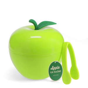 Fruit ice bucket with lid & tongs - Apple