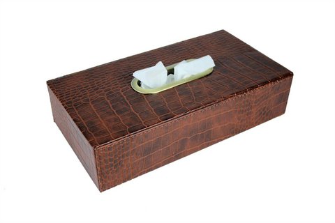 Taschentuchbox Kunstleder Kroko hellbraun Kosmetiktücherbox