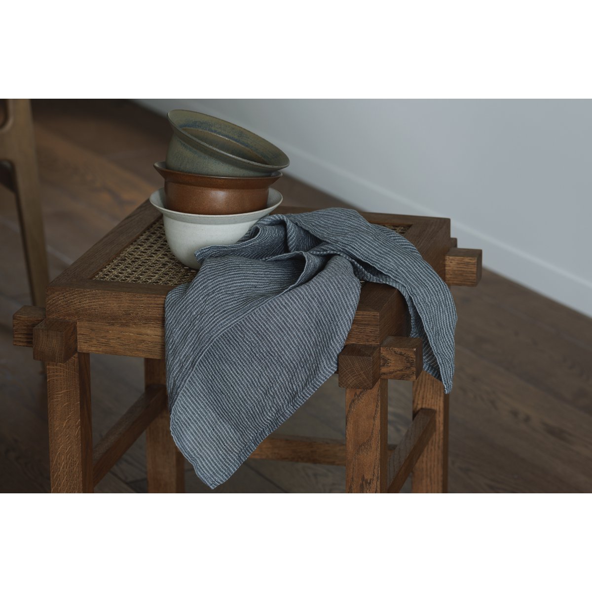 Theedoek (theedoek) / Denim strepen, 100% linnen