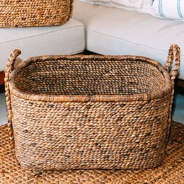 Extra Large Laundry Basket – Square Boho Hamper – Woven Decorative Basket – Storage Basket Made of Natural Water Hyacinth (2 sizes) MENTARI