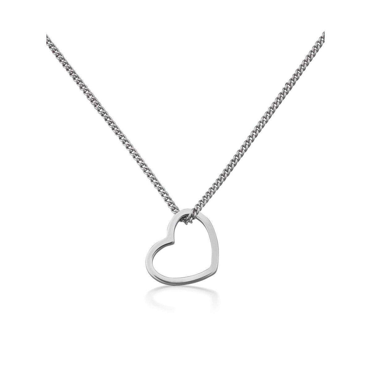 Ciondolo catena CUORE in argento rodiato