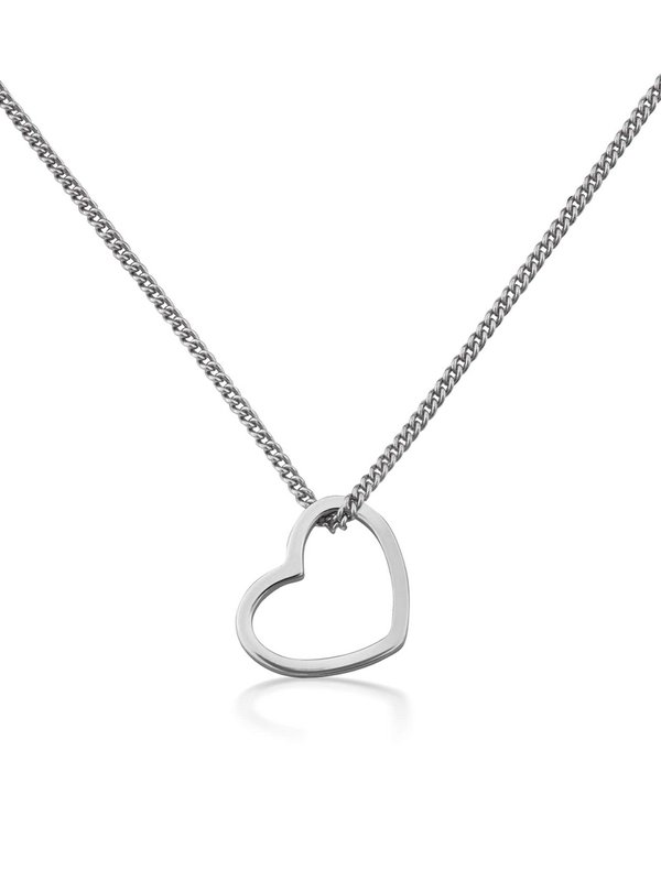 Ciondolo catena CUORE in argento rodiato