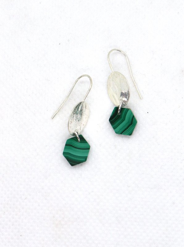 Gocce d'argento di alta qualità marquise in malachite