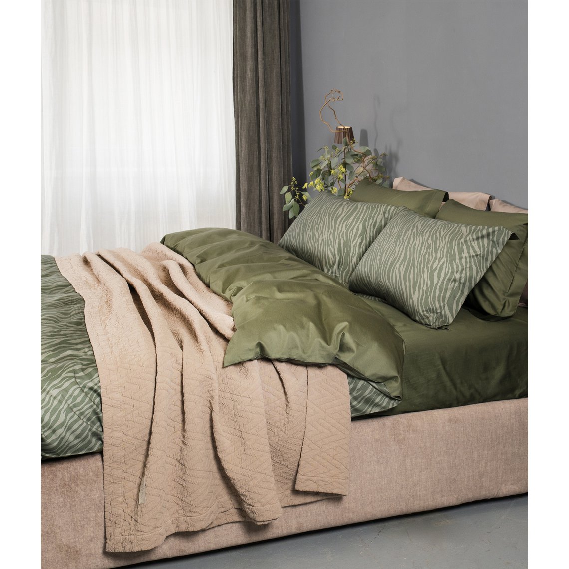 Satijnen beddengoedset Zebra Moss/Forest