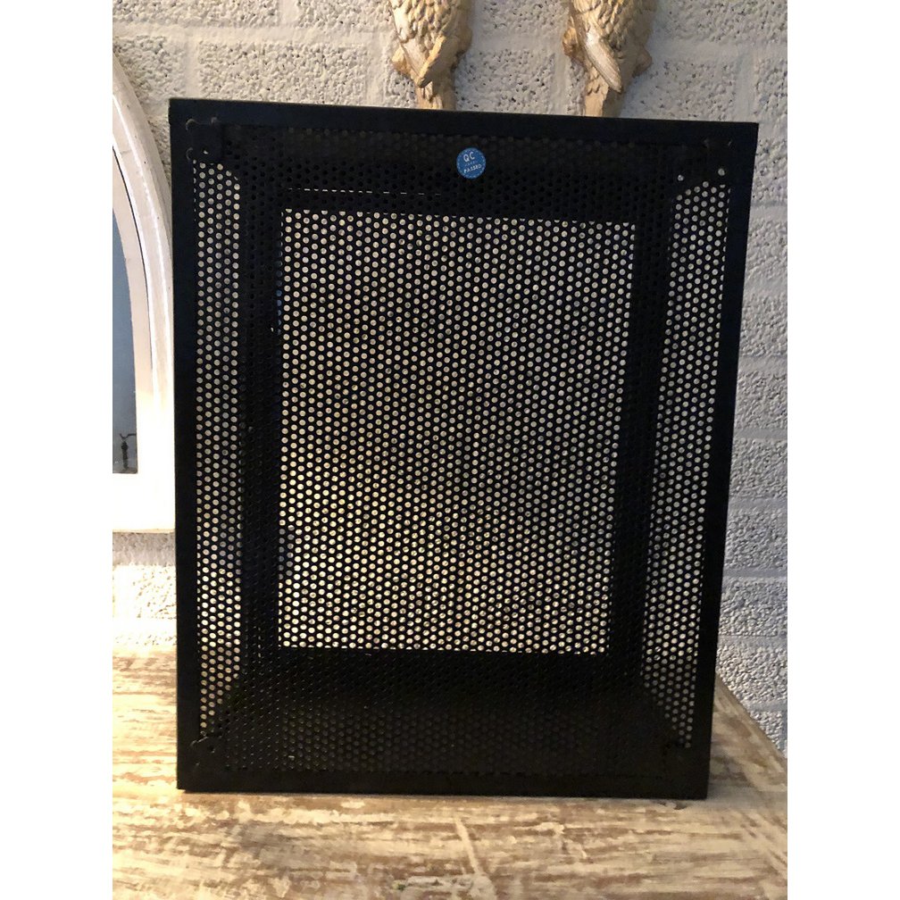Wandvitrine, schwarzes Metall mit Acrylglas