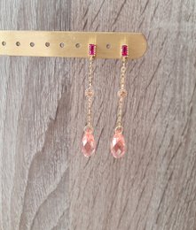 18K gold plated Pink stud earrings with Rose Peach crystals