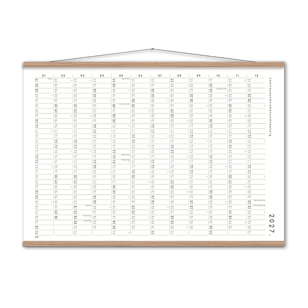 Kalender met zelfklevende stippen 2027 - A2/A1