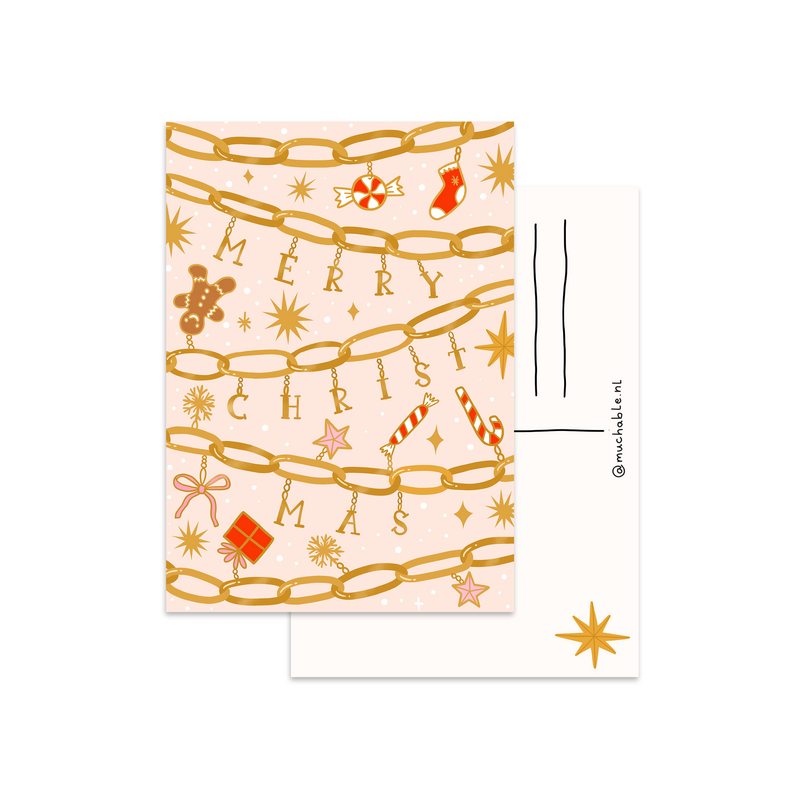 Weihnachtskarte / Weihnachtskarte - Charm-Halskette Frohe Weihnachten