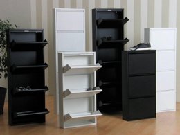 Naturn Living Metal shoe cabinet 6 - doors - set of 2 | 108 x 103 x 17 cm | Functional and compact shoe cabinet for stylish storage of your shoe collection | Shoe rack | Matt black