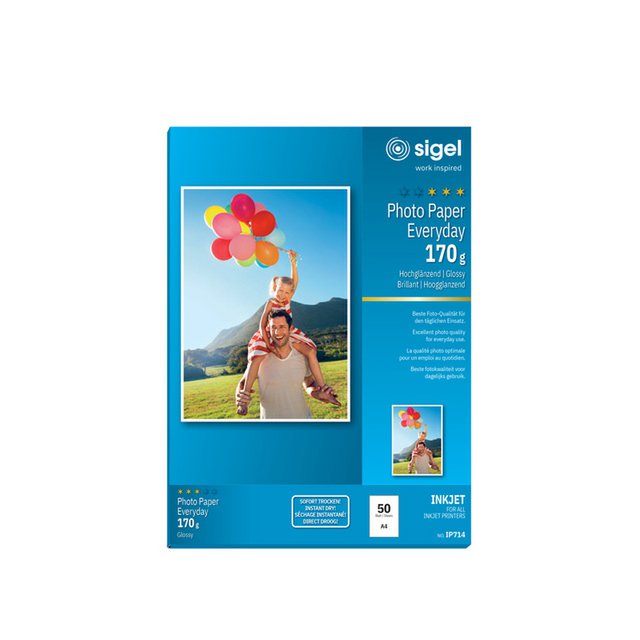 Inkjet photo paper Sigel A4 Everyday+ 170gsm white 50 sheets high gloss