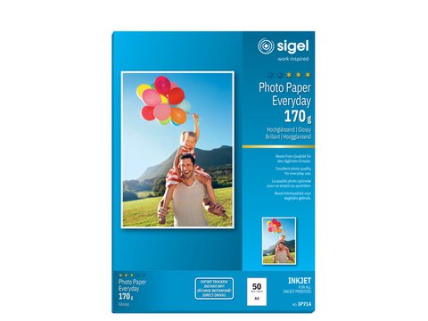 Inkjetfotopapier Sigel A4 Everyday+ 170grs wit 50 vel hoogglans