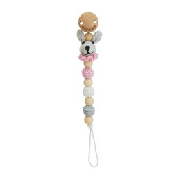Attache-tétine au crochet lapin BOBBY en rose