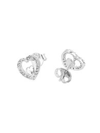 Øreringe | Sterling sølv hjertebelagt CZ | Rhodium