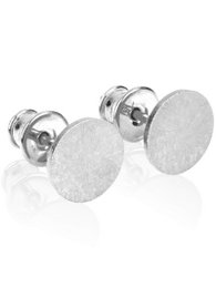 Silver rhodium plated circular stud earrings