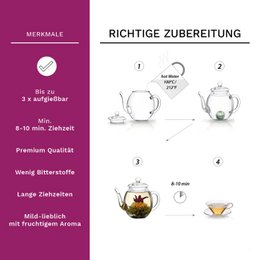 Opret Glasteekanne 1.0l inkl. 2 Teeblumen