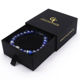 Bracciale Da Uomo In LAPISLAZZULI Con Testa LEOPARDO in Argento