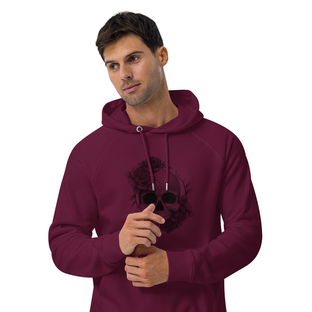 Sweat à capuche raglan biologique unisexe Roses