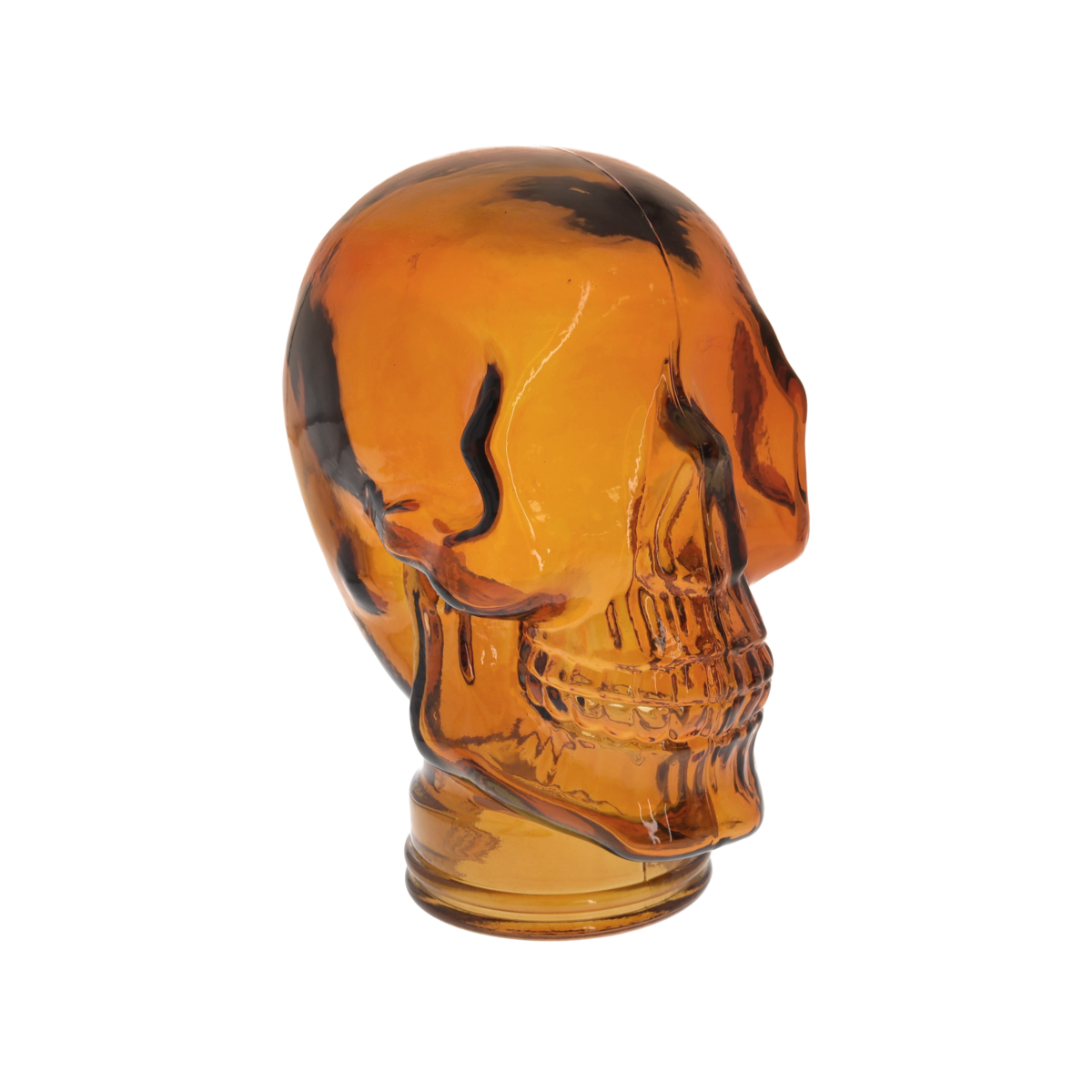 Deko-Totenkopf aus orangefarbenem Recyclingglas H27x19x15