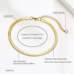 Snake Chain Ankelkæde til Kvinder Piger Justerbar Summer Beach Chain Ankelkæde Armbånd Mors Dag Gaver Rustfrit Stål Ikke Allergisk
