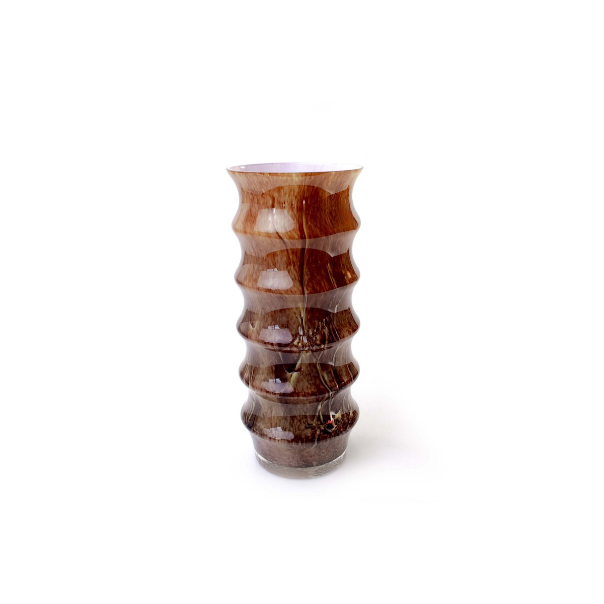 Vaas Ribbel "Coffee Collectie" - middel - hoogte 30 cm - glas 