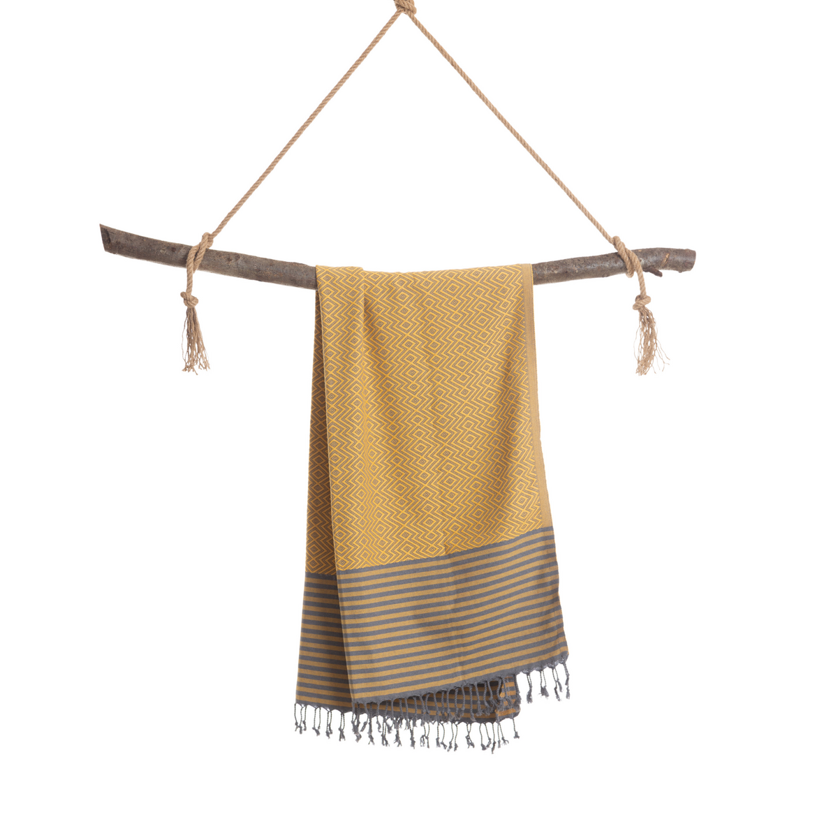 Telo da piscina Hammam in cotone SAHARA – Asciugatura rapida e leggero – Giallo - 180x100 cm