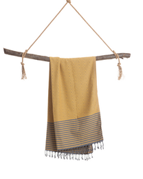 Telo da piscina Hammam in cotone SAHARA – Asciugatura rapida e leggero – Giallo - 180x100 cm