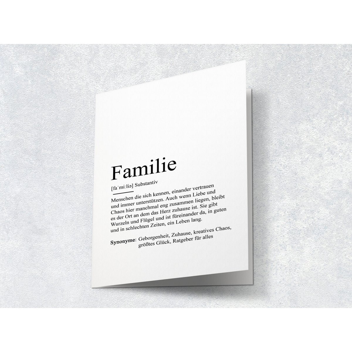 Definition "Familie" lykønskningskort