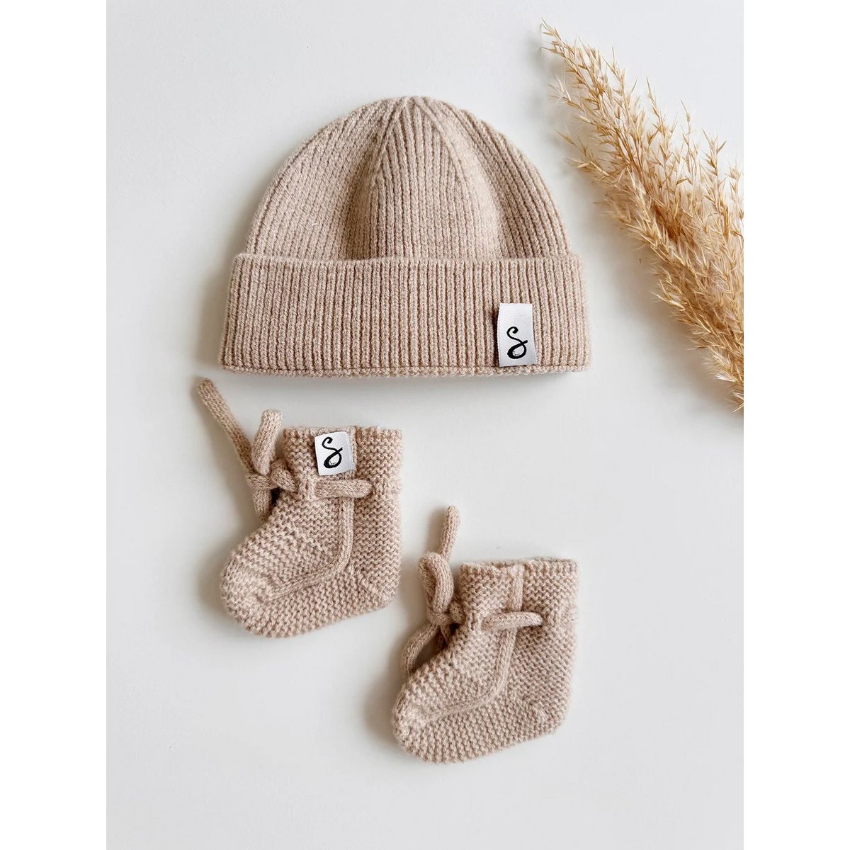 Merino wol Beanie newborn - zand