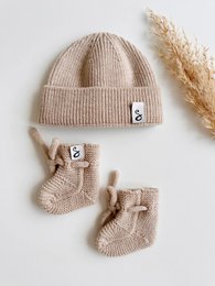 Merino wol Beanie newborn - zand