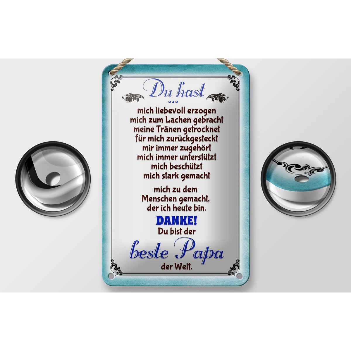 Tin sign saying 12x18cm Thank you to the best dad decoration