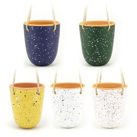 Splashed hanging planter blue M