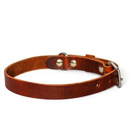 No Fuss Collar Dog Leather Brown