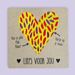 Muursticker hart *Liefs voor jou* (Yellow)