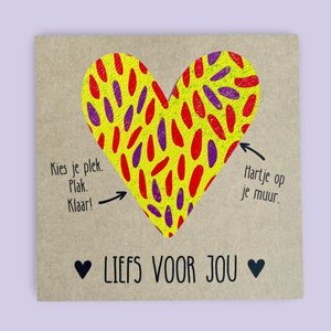 Muursticker hart *Liefs voor jou* (Yellow)